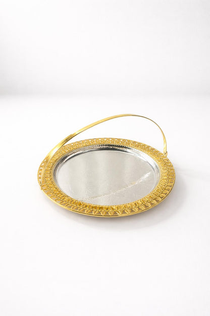 Serving Platters Gold border with handle