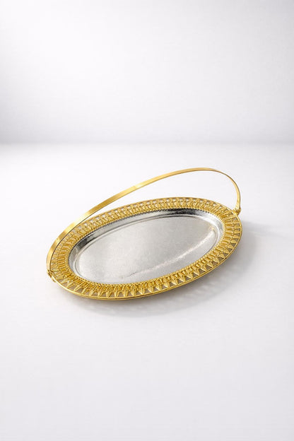 Serving Platters Gold border with handle