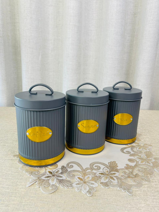 3-piece dark grey canister set