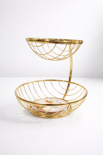 2-Tier Gold Fruit Basket
