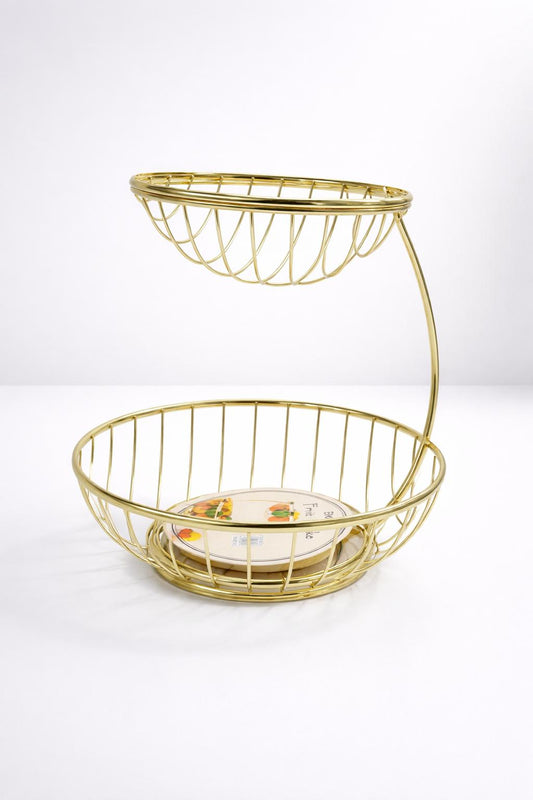 2-Tier Gold Fruit Basket