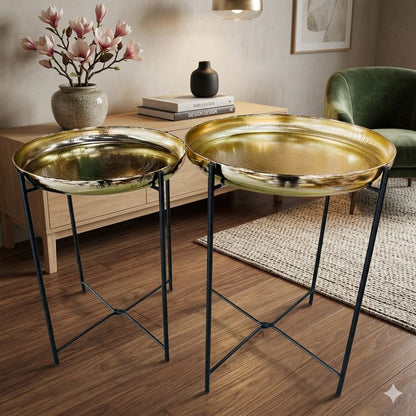 Gold & Matte Black Accent Table
