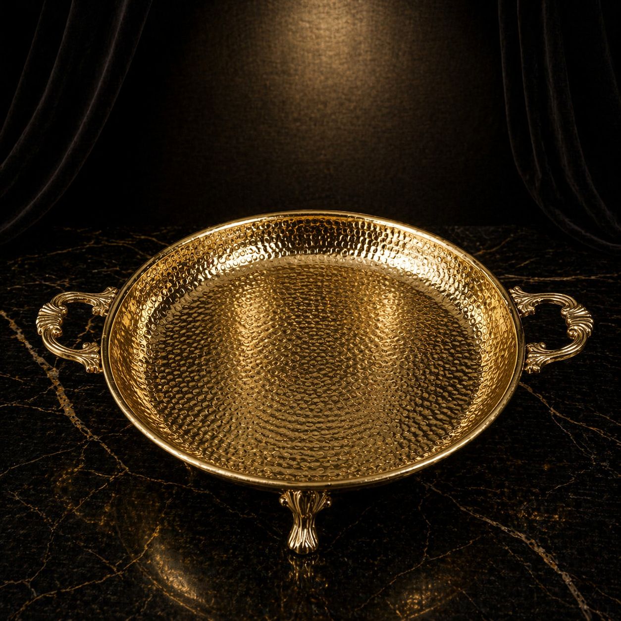Royal Gold Hammered Brass Platter