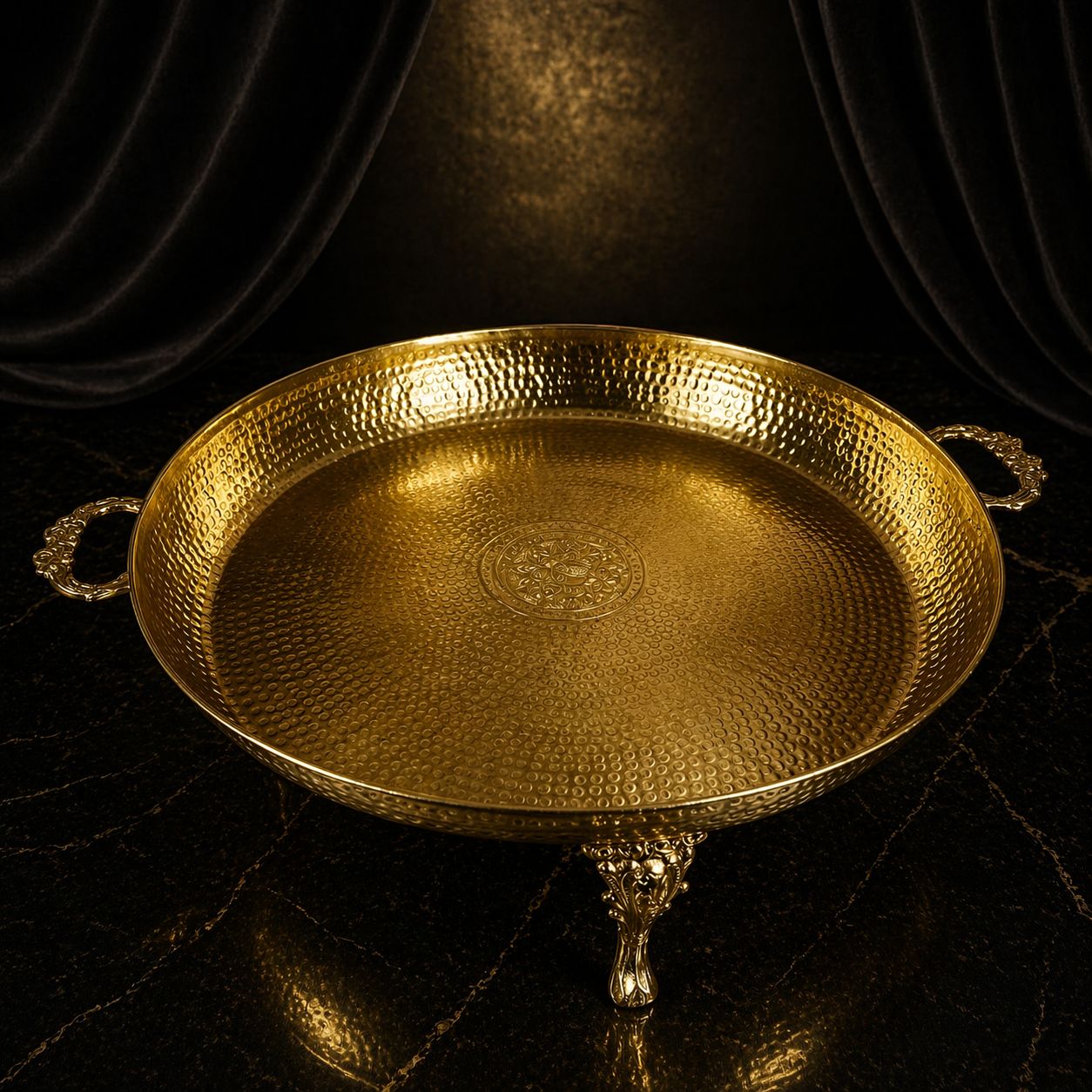 Royal Gold Hammered Brass Platter