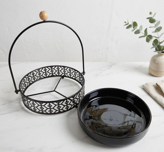 Noir Serving Plate With Handle