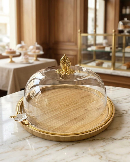 Bamboo Cake Dome with Gold Leaf