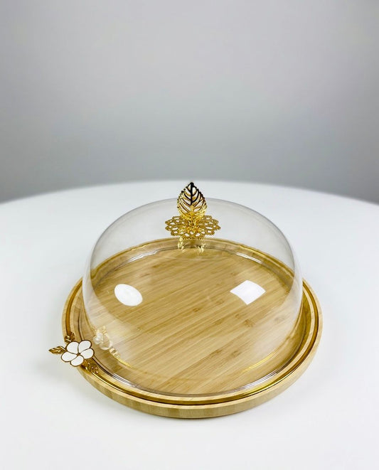 Bamboo Cake Dome with Gold Leaf