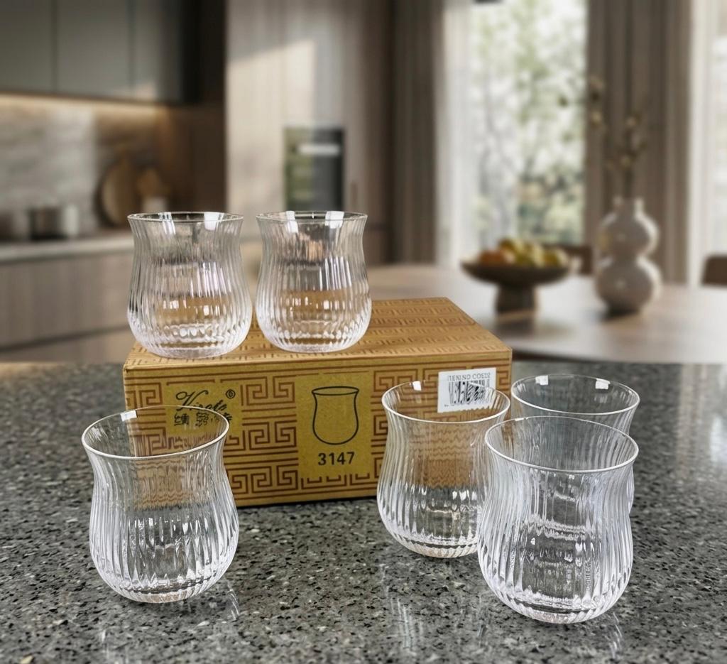 Moon Shape Ribbed Glass