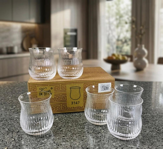 Moon Shape Ribbed Glass