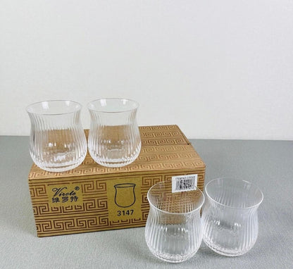 Moon Shape Ribbed Glass