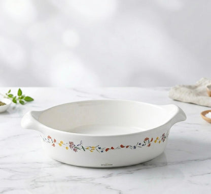 Danny Home 1.6L Ceramic Oven Safe Dish with Floral Print