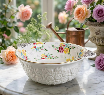 Floral Embossed Serving Bowl