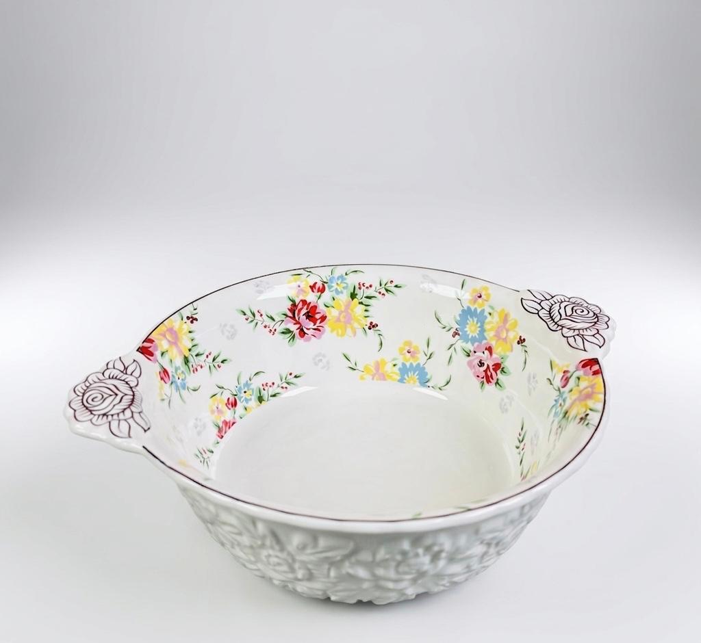 Floral Embossed Serving Bowl