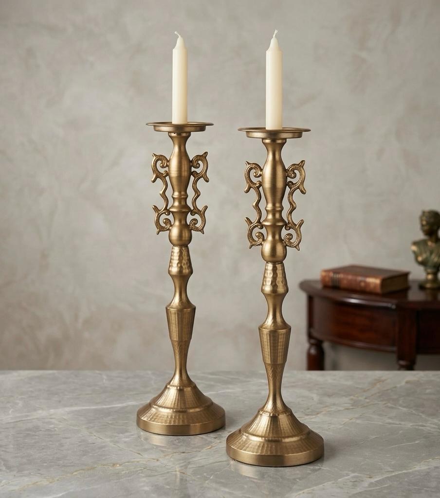 Antique Metal Scrollwork Candle Stand