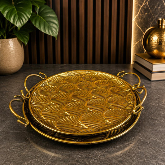 Antique Metal Shell-Pattern Platter