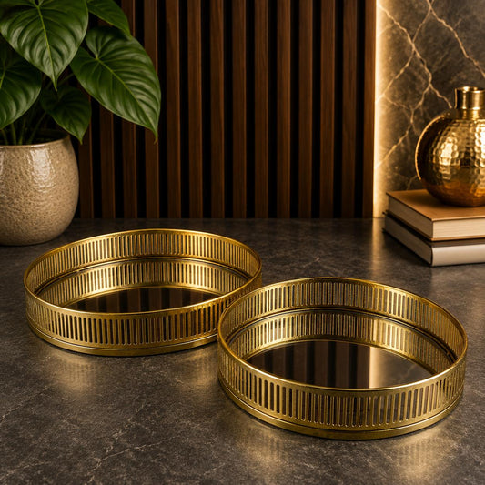 Royal Gold Mirror Metal Tray