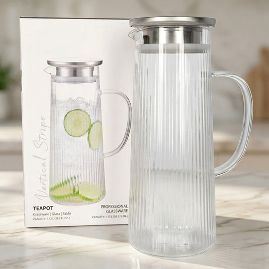 Danny Home Vertical Stripe Glass Water Jug & Teapot (1.13L)
