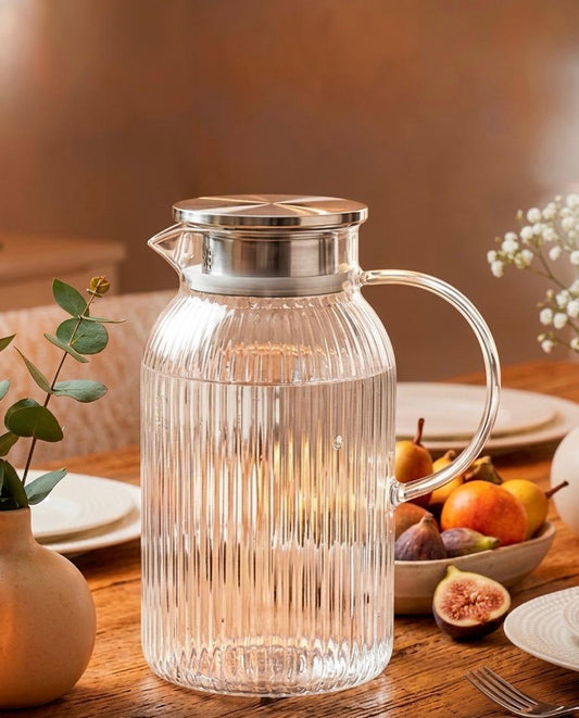 Danny Home™ Vertical Stripe Glass Teapot & Beverage Pitcher (1.9L)