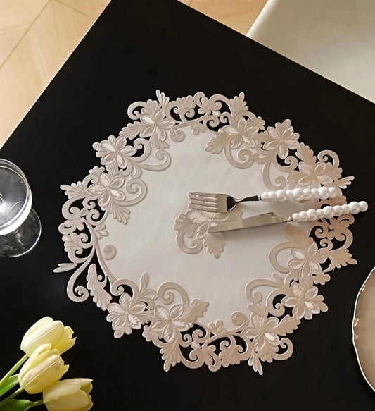 Ivory Blossom Cutwork Placemat