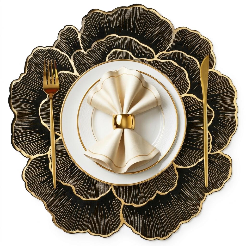 Golden Petal Blossom Placemat