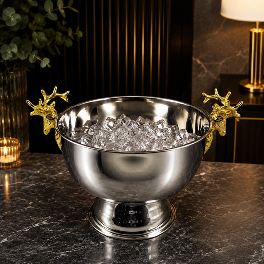 Stag Head Stainless Steel Ice Bucket & Salad Bowl