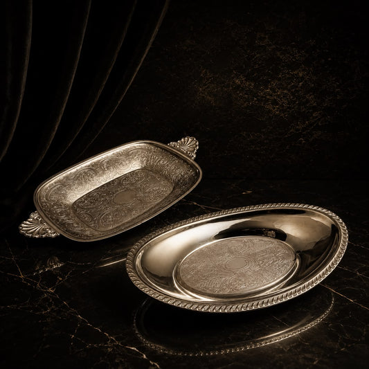 Vintage Carved Silver Platters