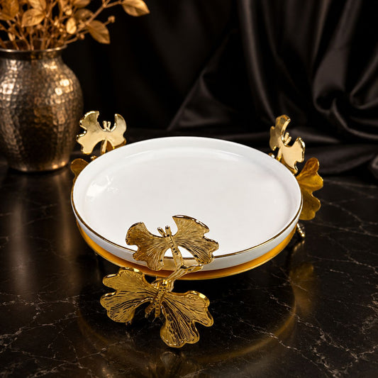 Golden Butterfly Ceramic Serving Platter