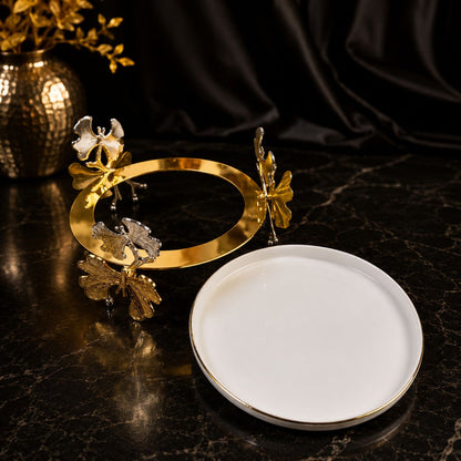 Golden Butterfly Ceramic Serving Platter