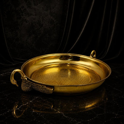 Swan-Handle Brass Serving Platter