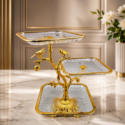 Aura Aviary Bird 3-Tier Crystal Stand