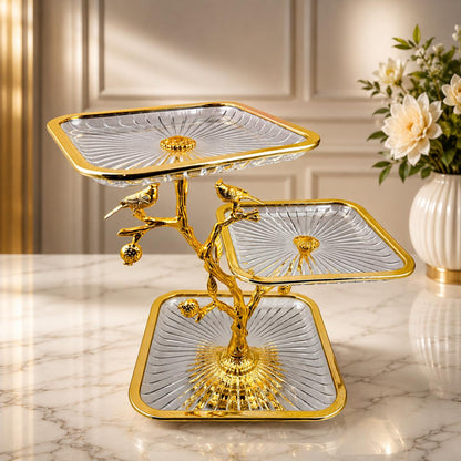 Aura Aviary Bird 3-Tier Crystal Stand
