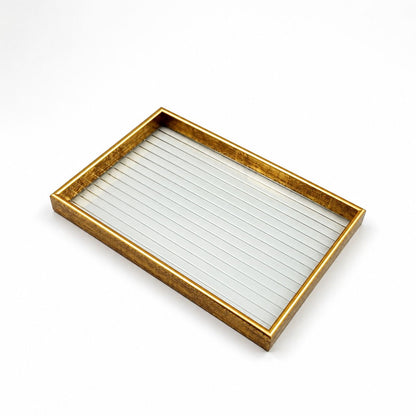 Ribbed Acrylic & Gold Serving Trays