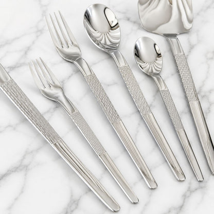 Silver Textured Cutlery Set