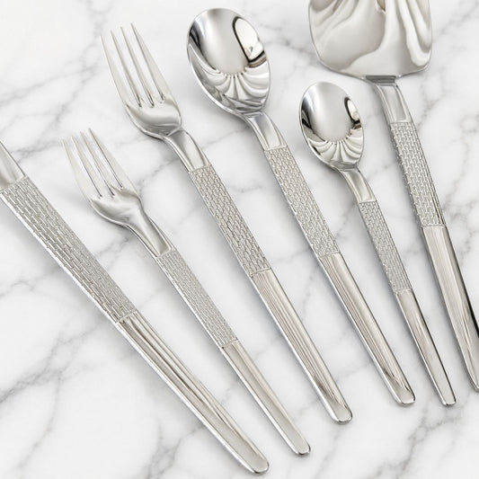 Silver Textured Cutlery Set
