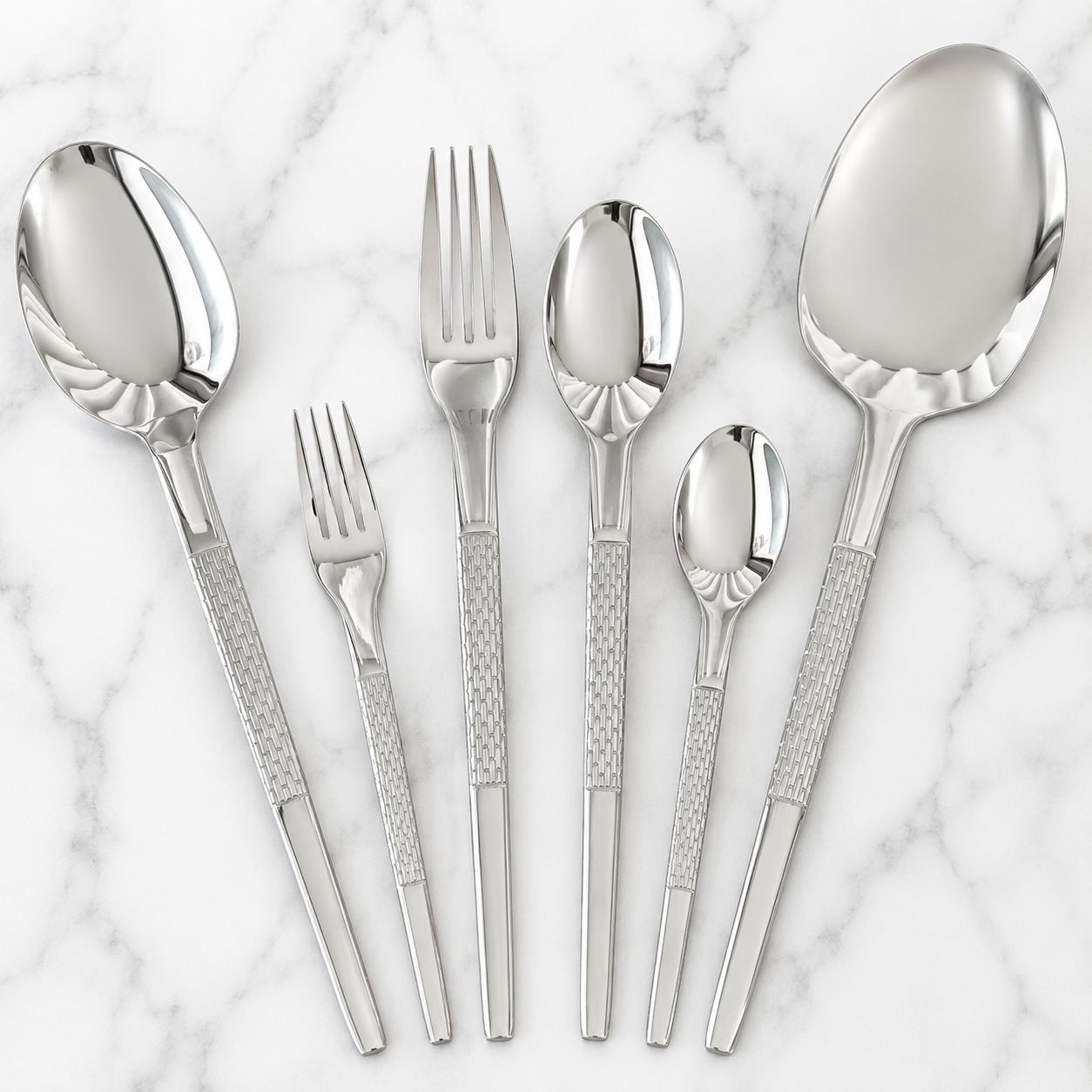 Silver Textured Cutlery Set