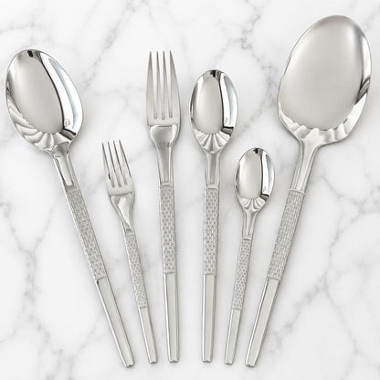 Silver Textured Cutlery Set
