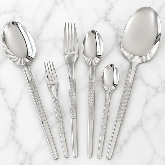 Silver Textured Cutlery Set