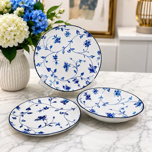 Blue Floral Plate Set