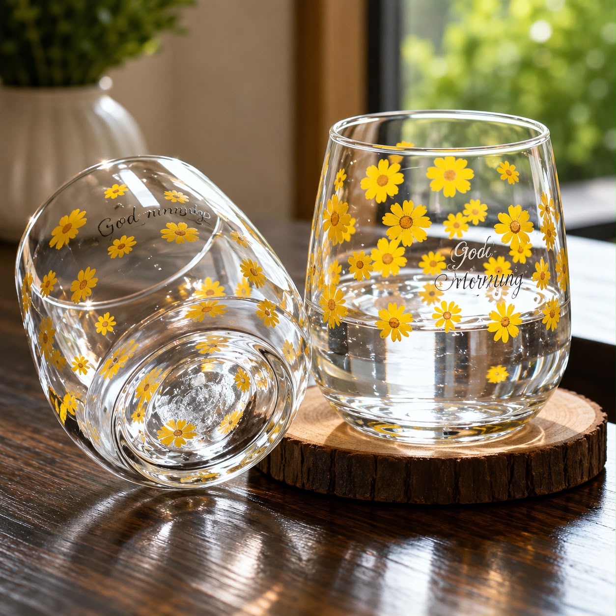 Sunny Blossom Glass Water Jug & 6 Tumbler Set