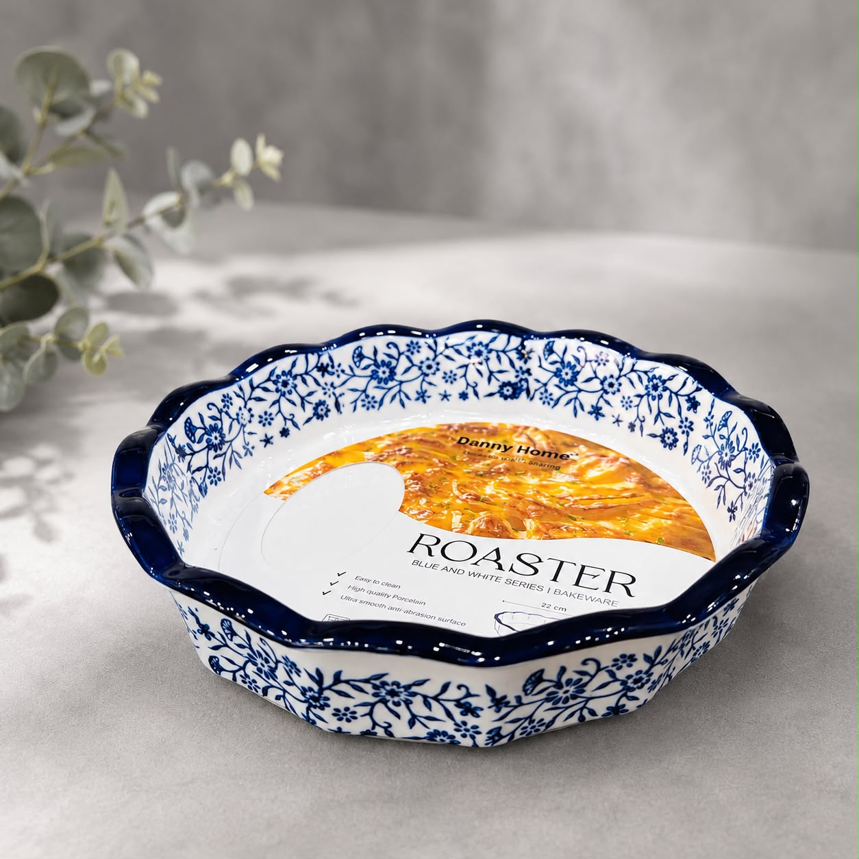 Blue Blossom Ceramic Roaster Bowl Set