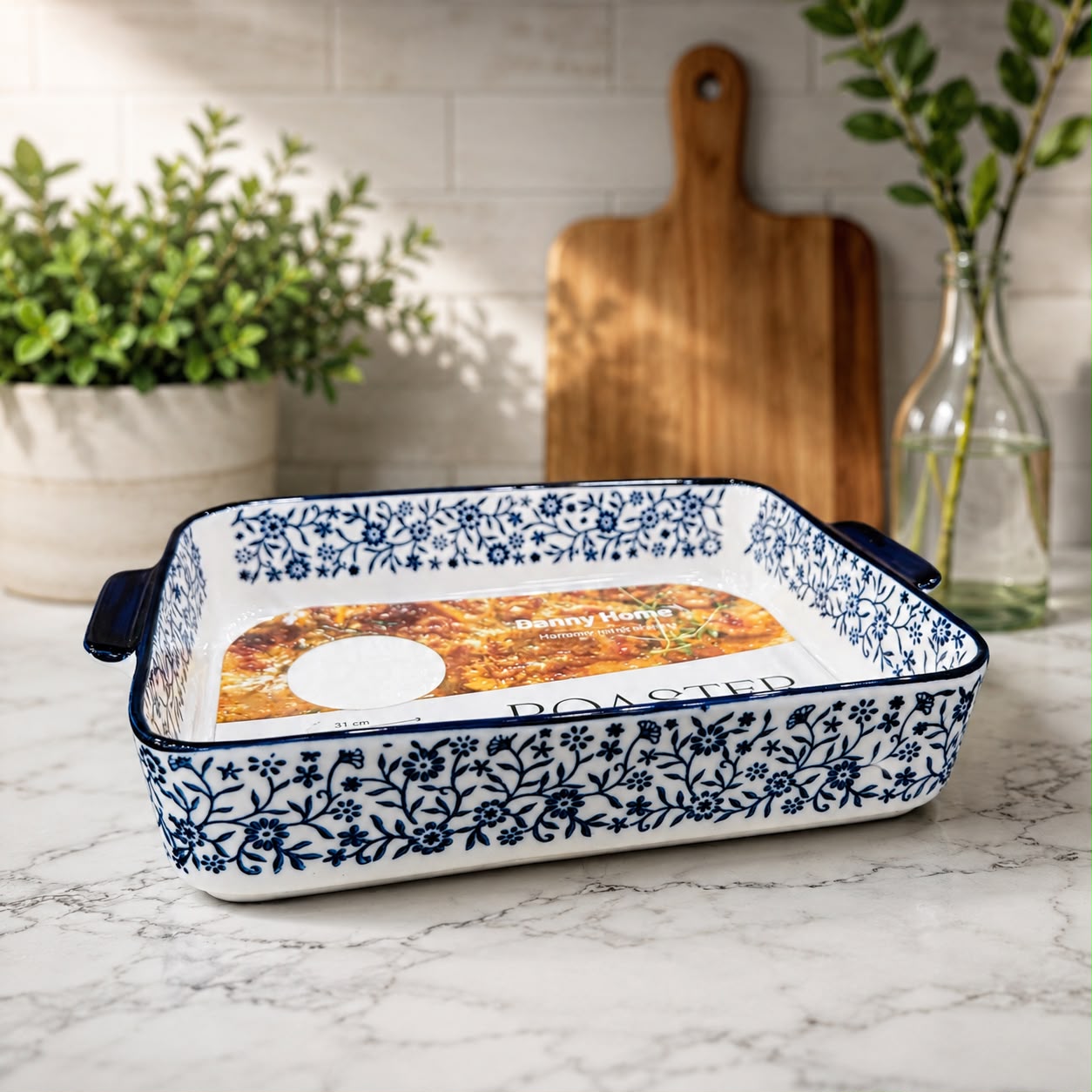Blue Blossom Rect Baking Dish with Handles