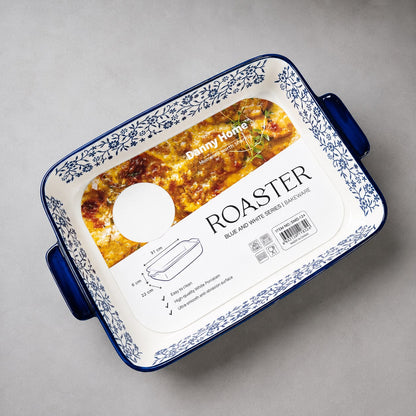 Blue Blossom Rect Baking Dish with Handles