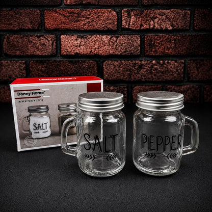 Mason Glass Salt & Pepper Shaker Set with Handles