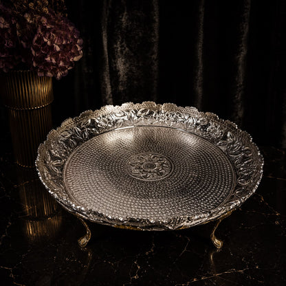 Silver & Gold Floral Carved Serving Platter