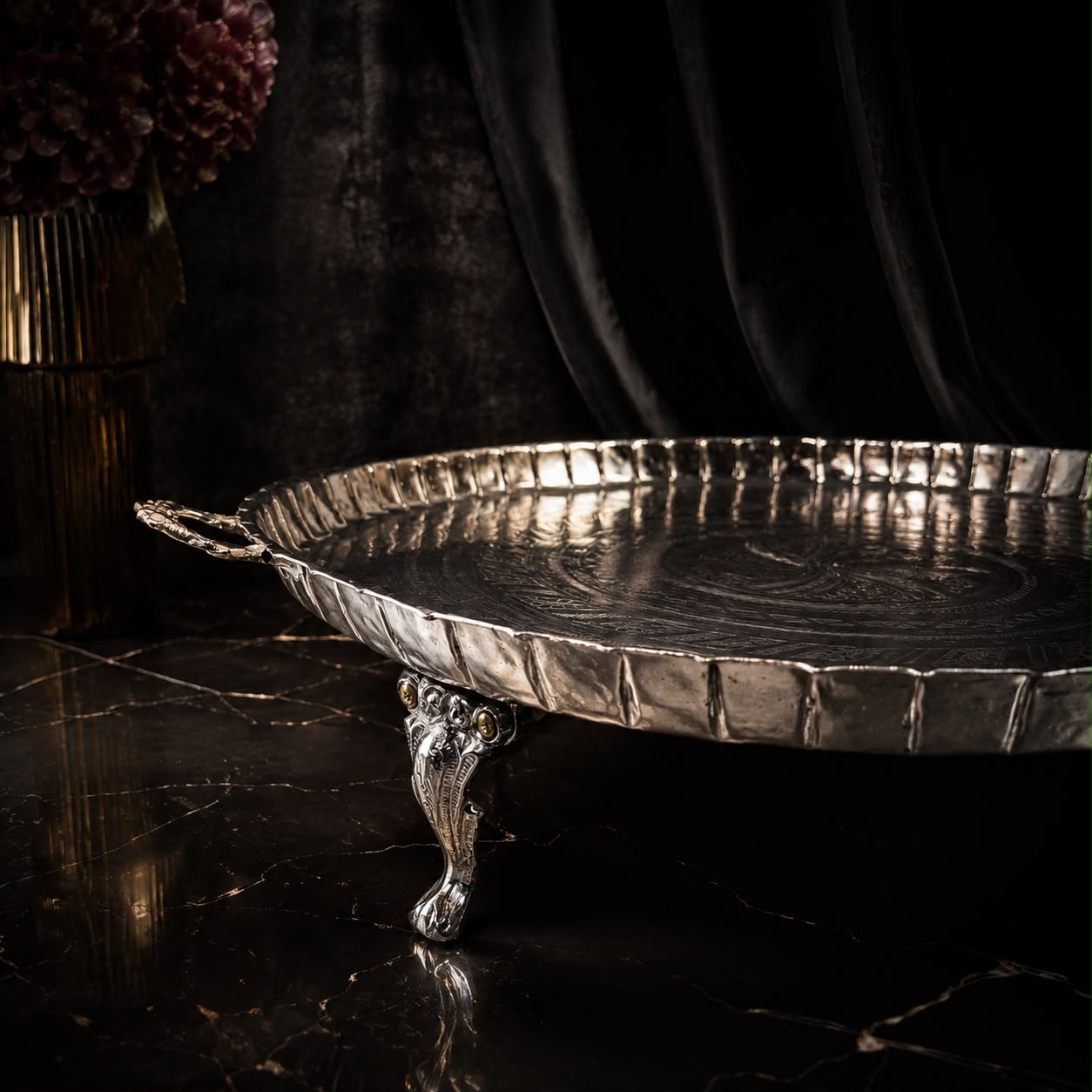 Royal Shahi Engraved Silver Serving Platter