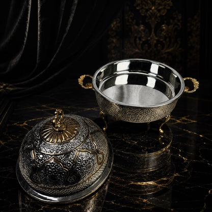 Royal Engraved Brass Round Chafing Dish