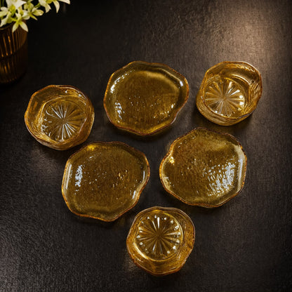 Golden Ripple Textured Dessert Set