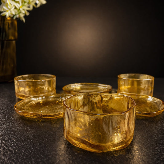 Golden Ripple Textured Dessert Set