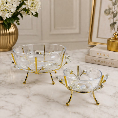 Luxuria Gold-Framed Crystal Serving Bowl