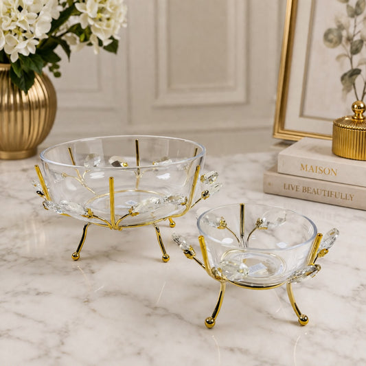 Luxuria Gold-Framed Crystal Serving Bowl